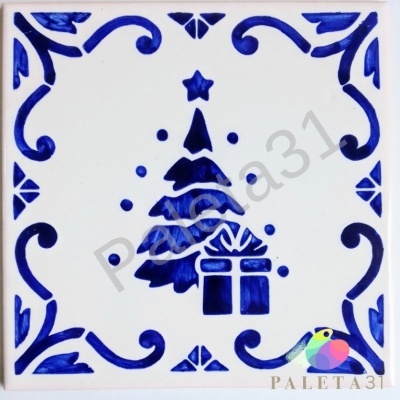Azulejo "Arvore" - Coleção Natal (pintado à mão)