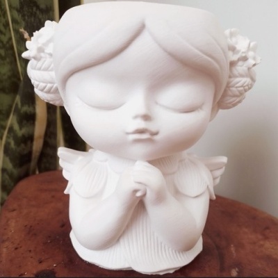 Vaso Menina Anjo em Gesso Perfumado/Pó Ceramico
