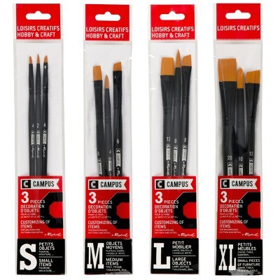 Pack 3 Pincéis Campus para Hobby e Manualidades