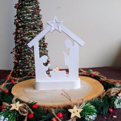 Porta-Vela Presépio em Gesso Perfumado/Pó Cerâmico (Refª GPN001)