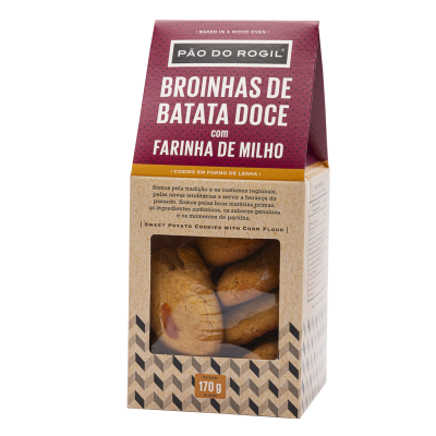 Embalagem de broinhas de batata doce Pão do Rogil com janela transparente