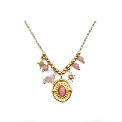 Colar em Aço com várias Medalhas