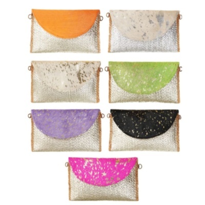 Mala mão/tiracolo em juta e pele