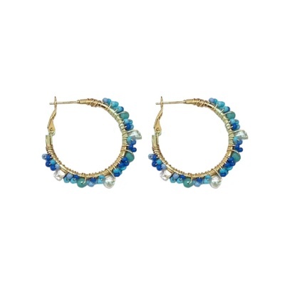 Argola em Aço com pérolas e missangas