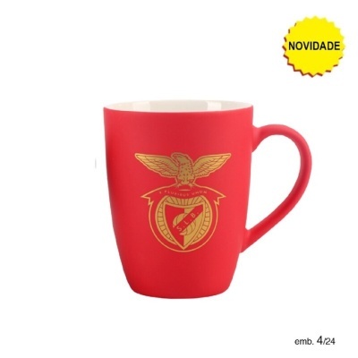 Caneca Veludo Vermelha Ouro Benfica