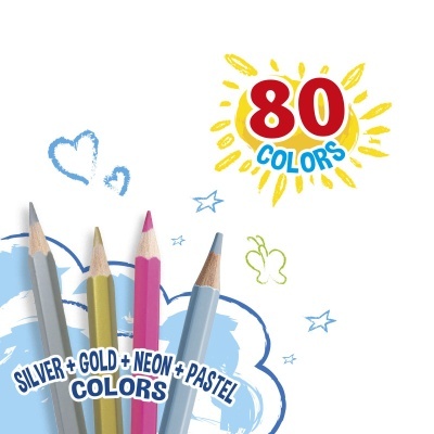 Caixa Com 80 Lápis Cor Longos Carioca Tita Maxi Rainbow Set