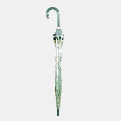 Guarda-chuva fechado transparente com pega verde