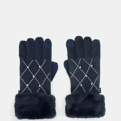 Luvas Azuis Com Pérolas Anekke