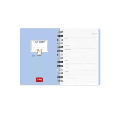 Agenda Legami Small Espiral 12 Meses Diários - Blue Corgi