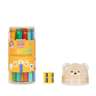 Conjunto de 24 Lápis de Cor com Apontador - Teddy Friends - Legami