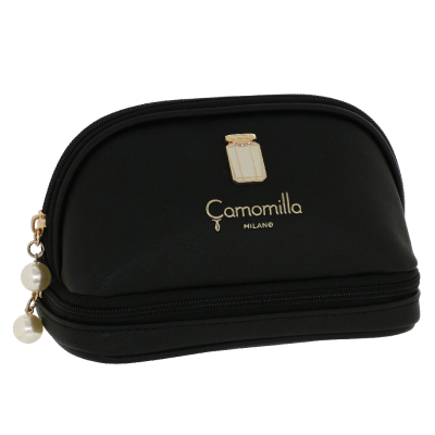 Necessaire preta Camomilla Milano com pendentes de pérolas