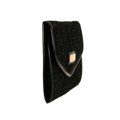 Bolsa Porta Jóias Envelope M Camomilla Tweed Couture Preto