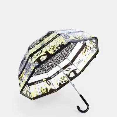 Guarda-chuva transparente com desenho gráfico