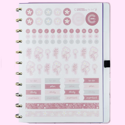 Caderno Grande Pink Blossom By Sof - Caderno Inteligente