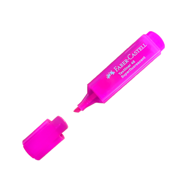 Marcador de texto Faber-Castell fúcsia com tampa removida