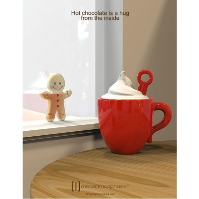 Porta chaves Metalmorphose - MTM152-01 - Copo de leite achocolatado com pão de gengibre