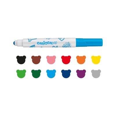 Caixa de 12 Marcadores de Feltro Carioca Baby Valorous Marker