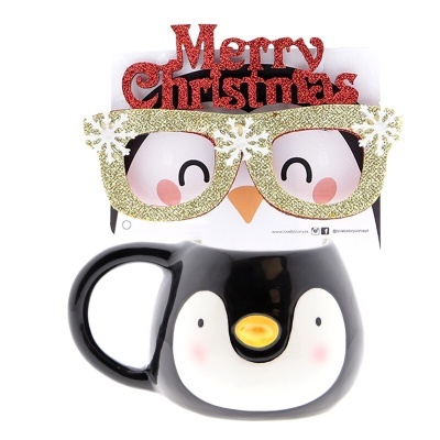 Caneca Lovely Story - Pinguim + Óculos de Natal