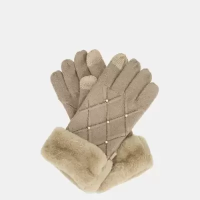 Luvas Bege Com Pérolas Anekke