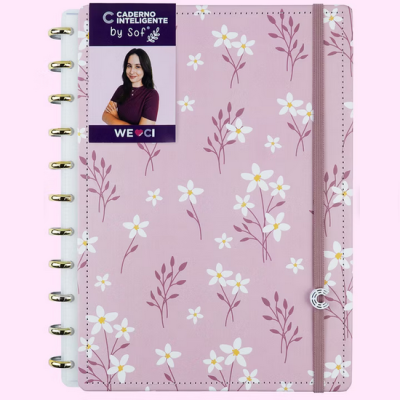 Caderno Grande Pink Blossom By Sof - Caderno Inteligente