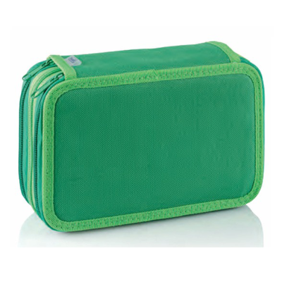 Estojo escolar verde em tecido com fecho de correr