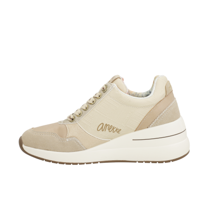 Sapatilha sneaker feminina bege e creme da marca Anexxe