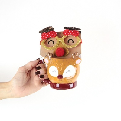 Caneca Lovely Story - Rena + Óculos de Natal