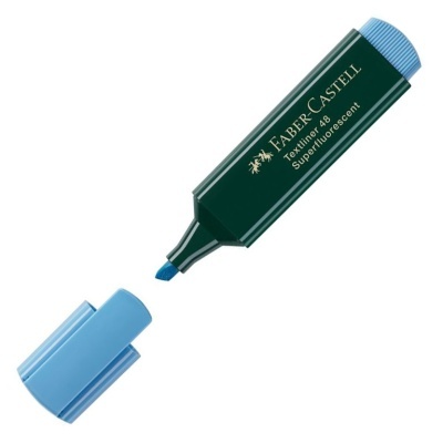 Marcador de tecido Faber-Castell Textliner 48 azul claro com tampa removida