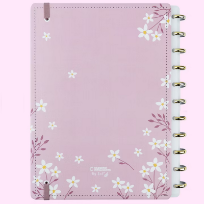 Caderno Grande Pink Blossom By Sof - Caderno Inteligente