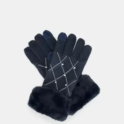 Luvas Azuis Com Pérolas Anekke