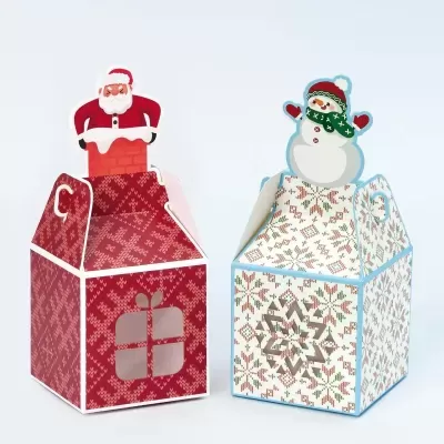 12 Caixas de Pai Natal e Boneco de neve com janela transparente