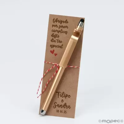 Caneta verde oliva com suporte para telemóvel