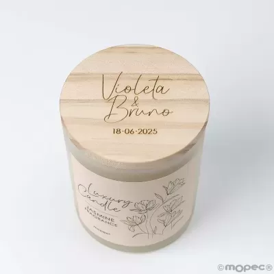4 velas aroma jasmim em vidro com tampa personalizável