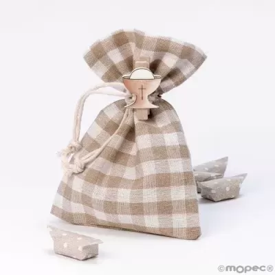 Saquinho com mola de madeira para comunhão