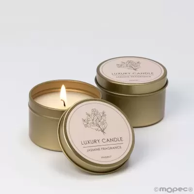 6 velas aroma jasmim em frasco metálico
