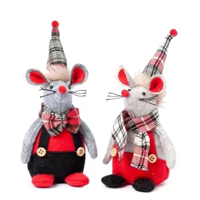 Par de Ratinhos com gravata e cachecol xadrez