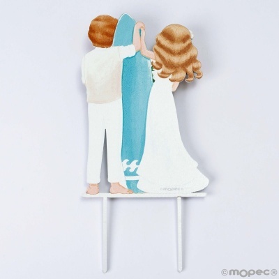 Noivos Surfistas em madeira