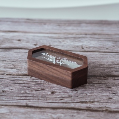Caixa de madeira para alianças "Always & Forever"