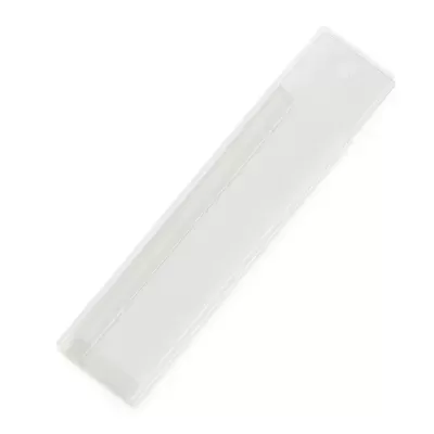 Estojo transparente retangular de plástico com tampa