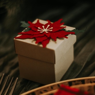 Caixinha para bombom e flor de Natal