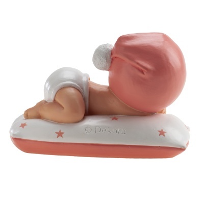 Bebé com almofada rosa