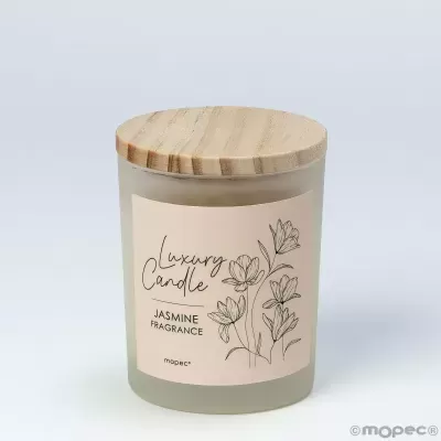 4 velas aroma jasmim em vidro com tampa personalizável