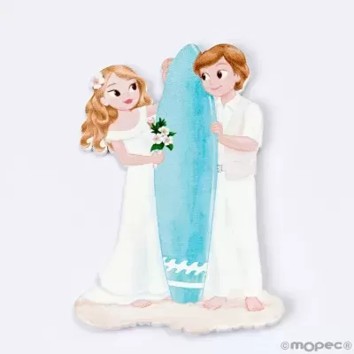 10 Imanes Noivos Surf em madeira