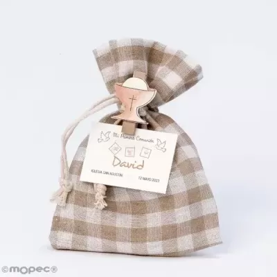 Saquinho com mola de madeira para comunhão