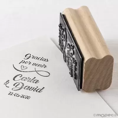 Carimbo retangular "Obrigada pela presença"