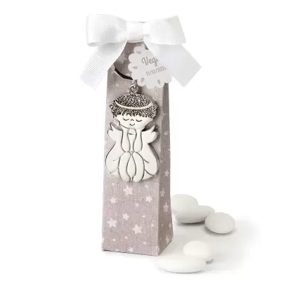 Porta chaves Anjo em metal com caixa e amêndoas