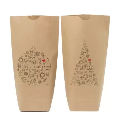 24 Bolsas Kraft L Merry Christmas com desenhos