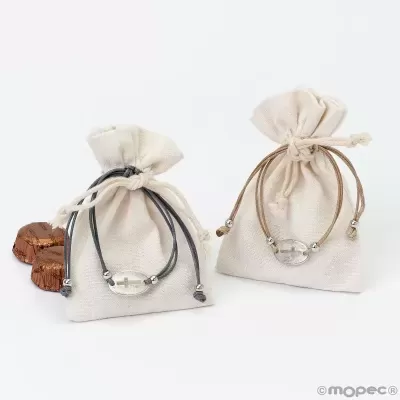 6 Pulseiras com cruz e saco de chocolates