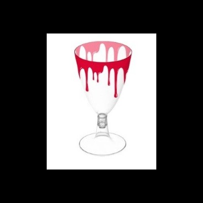 Taça de vidro com padrão vermelho a escorrer sobre branco