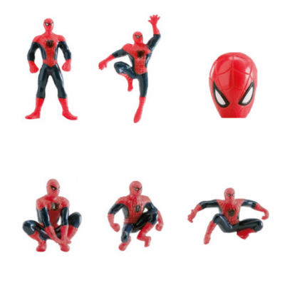 Conjunto de figurines vermelho e preto do Homem-Aranha em várias poses